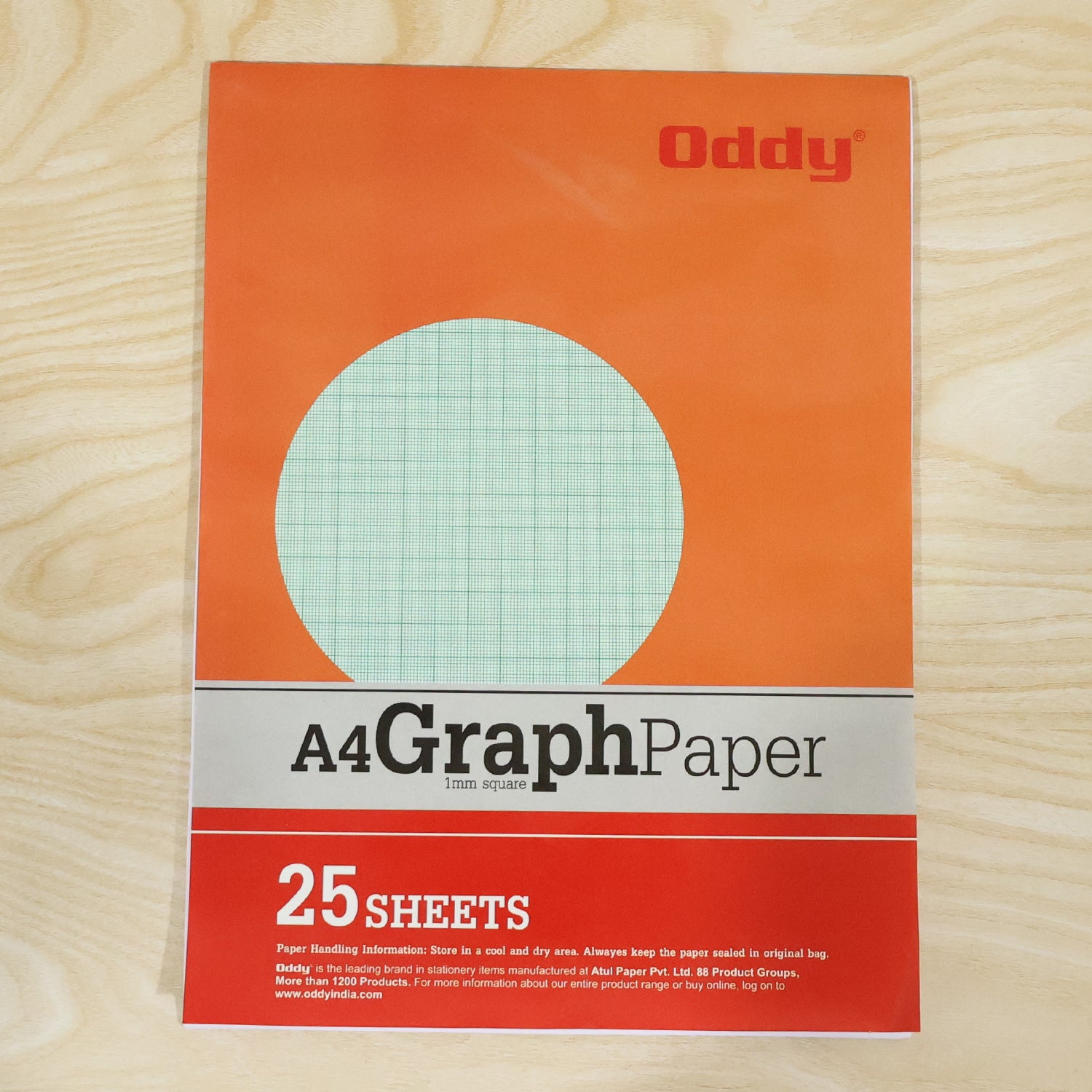 Wukusy Oddy A4 graph paper pad with 1mm square grid, 25 sheets, showing sheets with precise grid lines for drawing and plotting.
