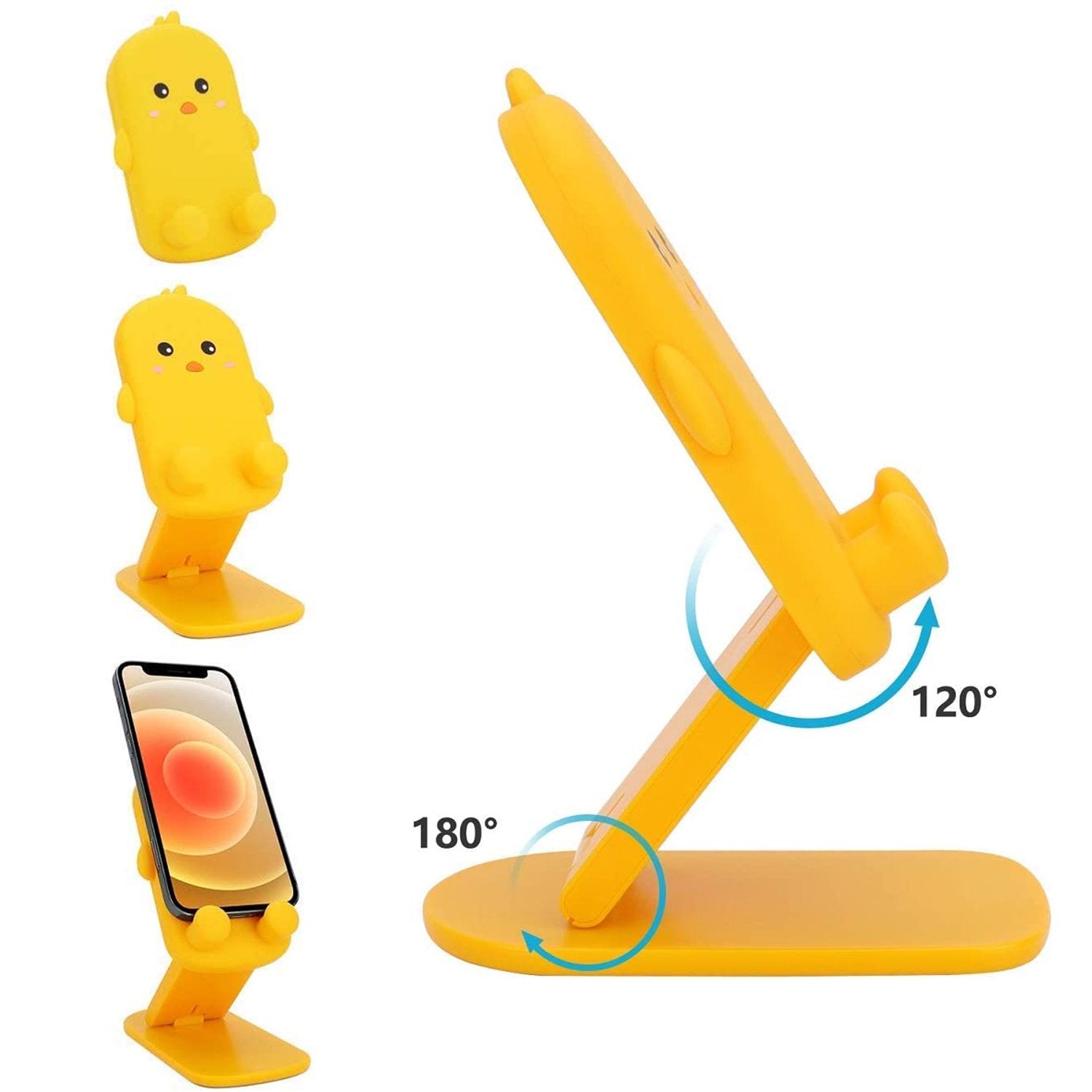 Wukusy cartoon design multi-angle adjustable foldable mobile stand for smartphones on a flat surface.