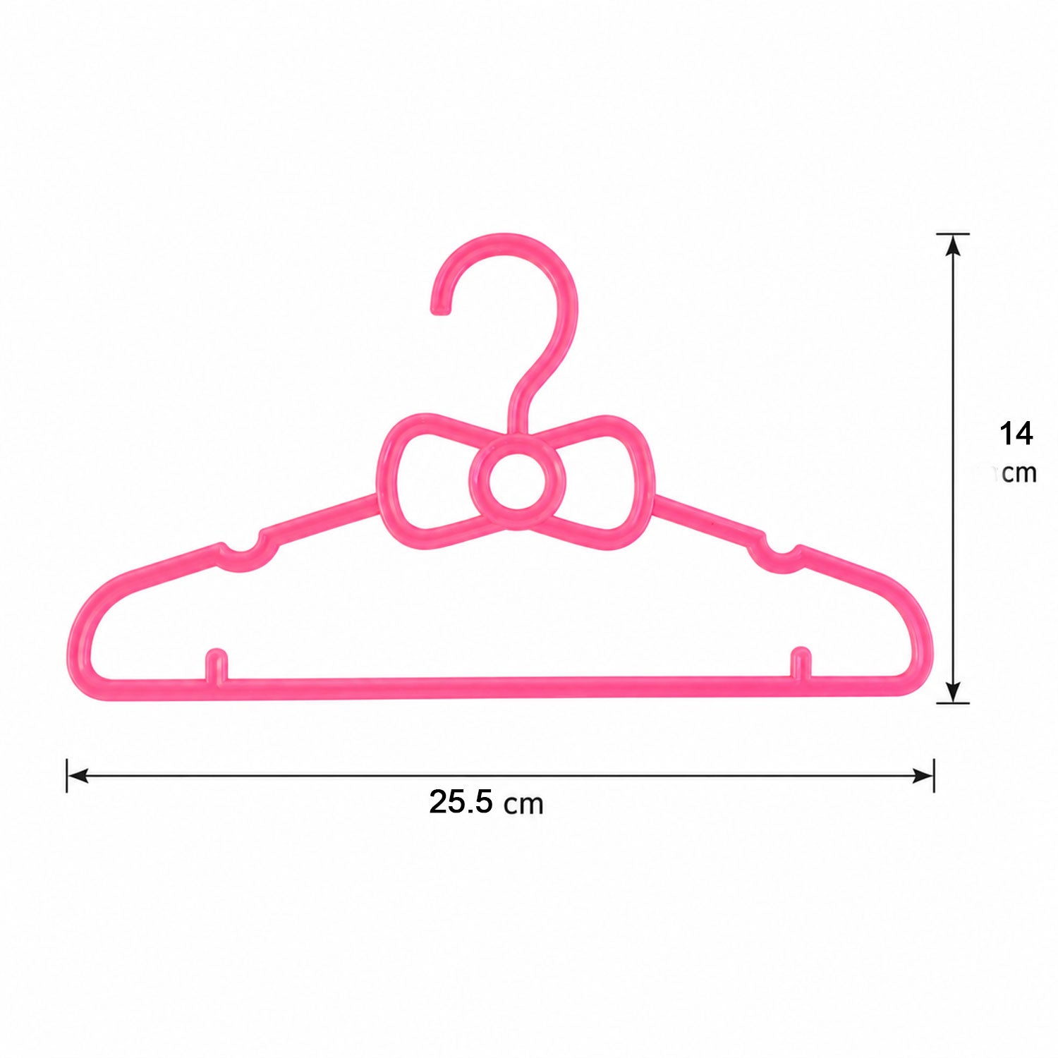 Set of four Wukusy kids plastic clothes hangers with cute bow design, perfect for baby wardrobe organization.