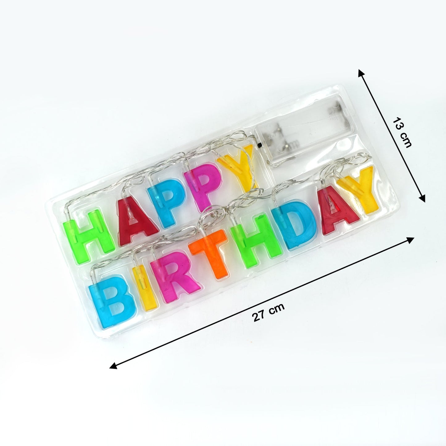 Wukusy 4815 Decoratives plastic Happy Birthday LED string lights with 13 multicolour letters, battery operated for outdoor home decor.