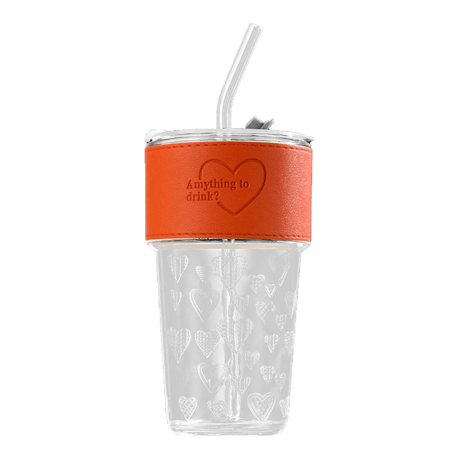 Clear glass drinking tumbler with lid, transparent water and juice glass from Wukusy for home use.