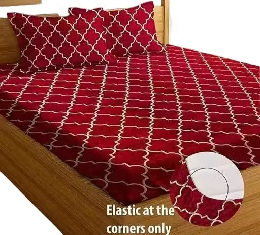 Ekom cotton checked fitted bedsheet in single size with a classic plaid pattern, made from soft, breathable fabric.