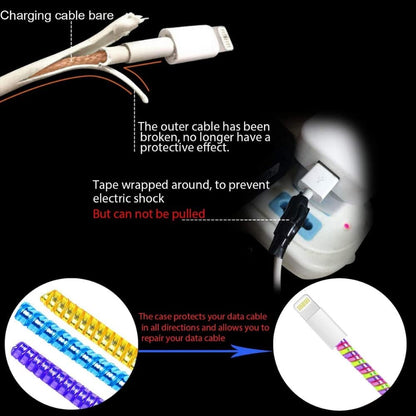 Wukusy metallic finish spiral cable protector wrap for Mac charging cables, protects and prolongs mobile accessory cables.