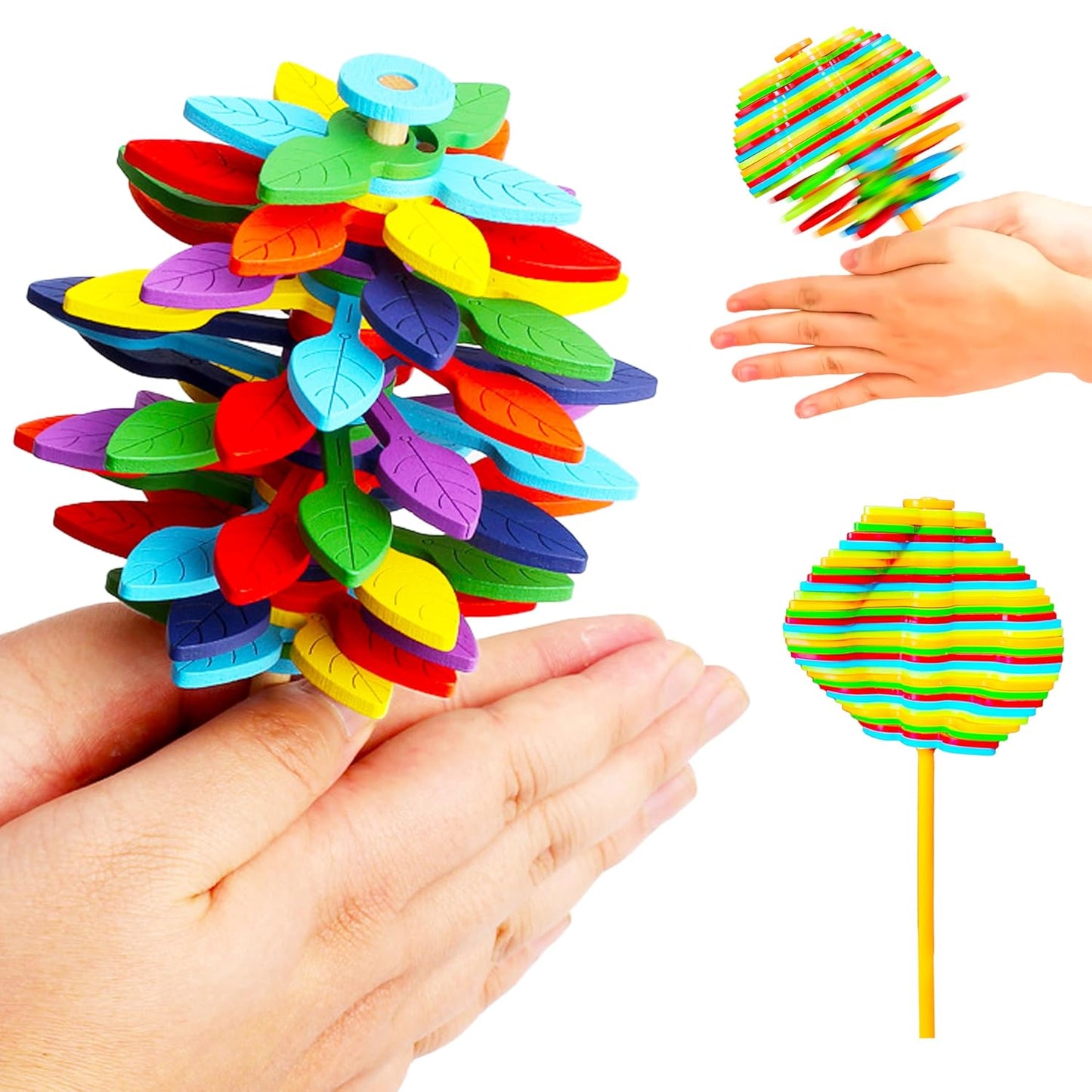 Colorful Wukusy Spin Flower Candy rotating toy with vibrant flower design and spinning action, perfect for children.