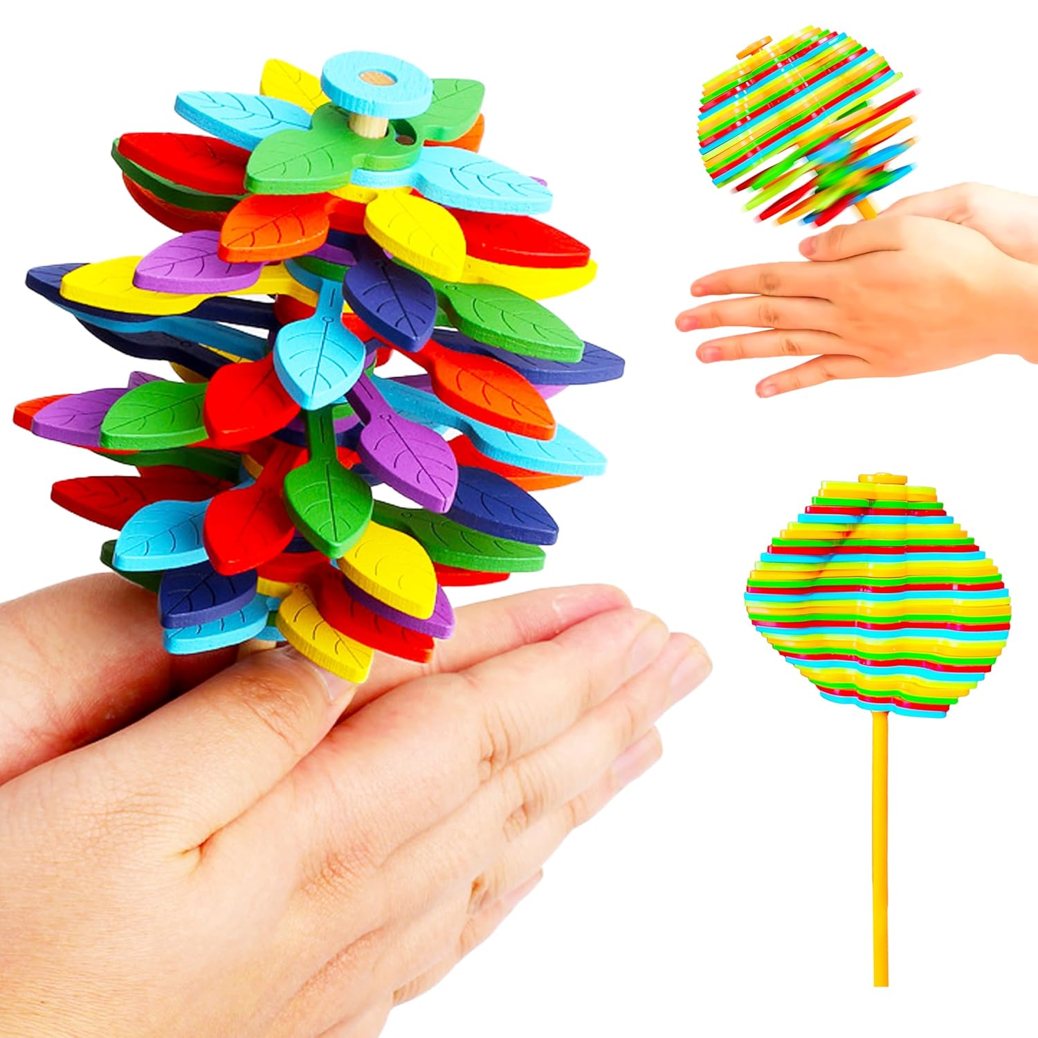 Colorful Wukusy Spin Flower Candy rotating toy with vibrant flower design and spinning action, perfect for children.