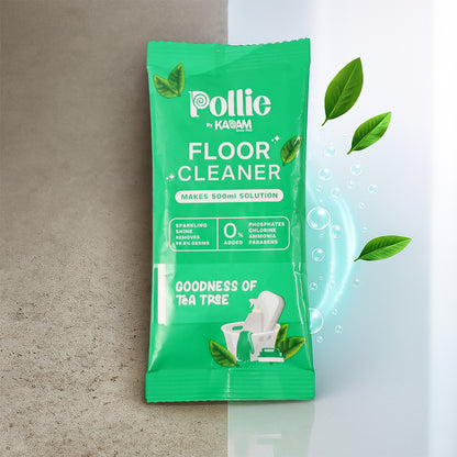Wukusy Pollic Kadam concentrated floor cleaner sachet with tea tree fragrance, 50g, for sparkling clean floors and fresh scent.