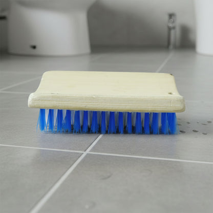 Wukusy heavy duty wooden handle scrub brush with stiff hard bristles for tough cleaning tasks