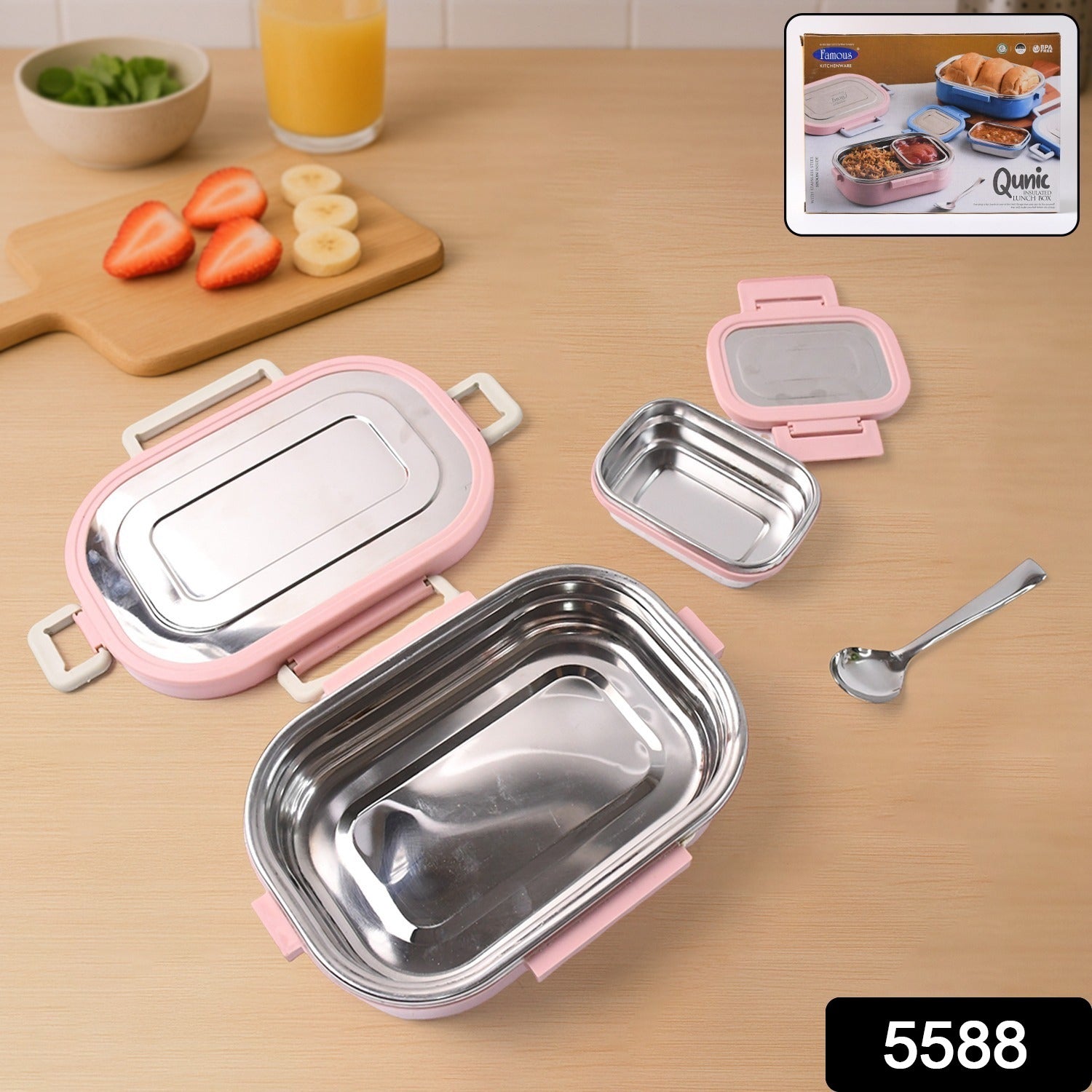 Wukusy Miracle Carry Lunch Box with 2 compartments, microwave safe, includes insulated bag, 400ml capacity, set of 2 in home and kitchen.