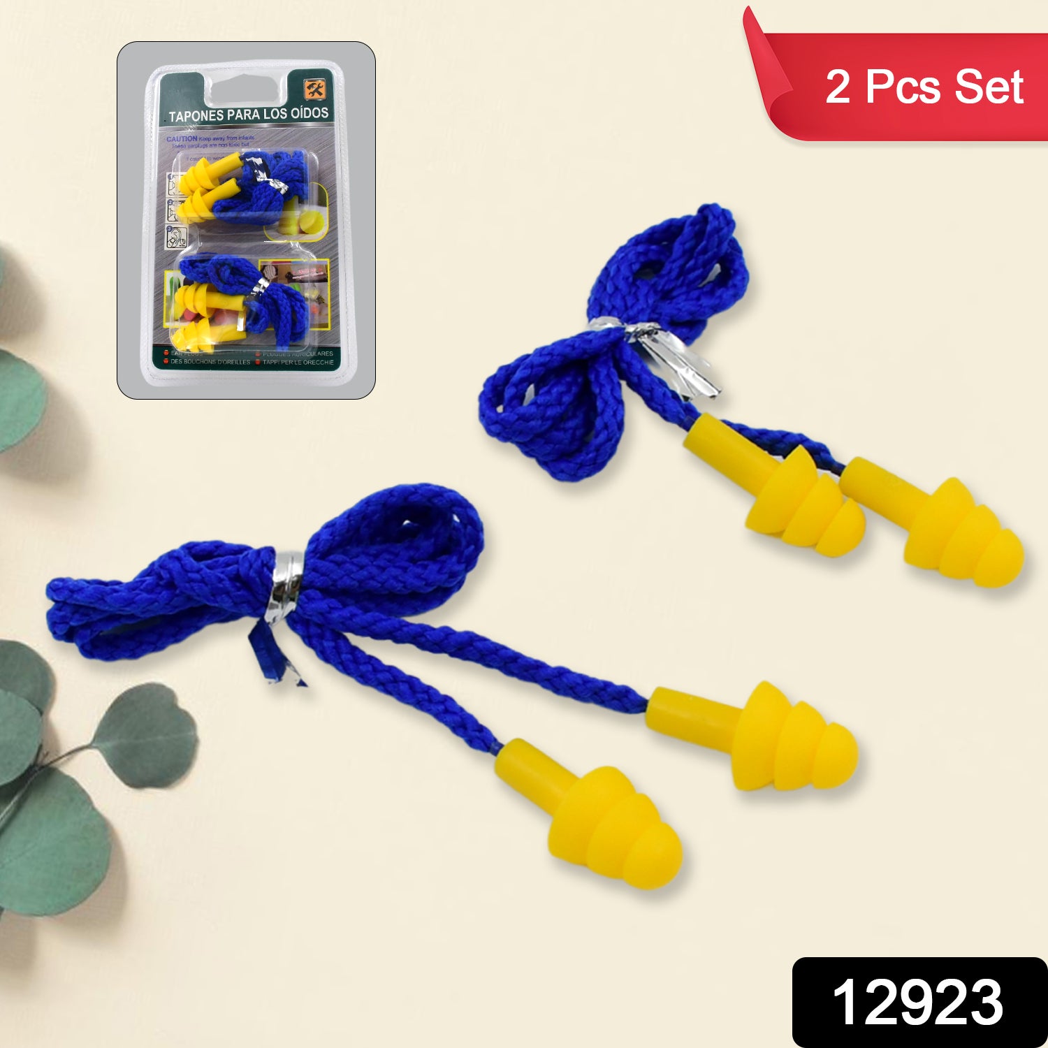 Pair of Wukusy soft silicone ear plugs for hearing protection, shown in a 2-piece set with a close-up view of the plugs.