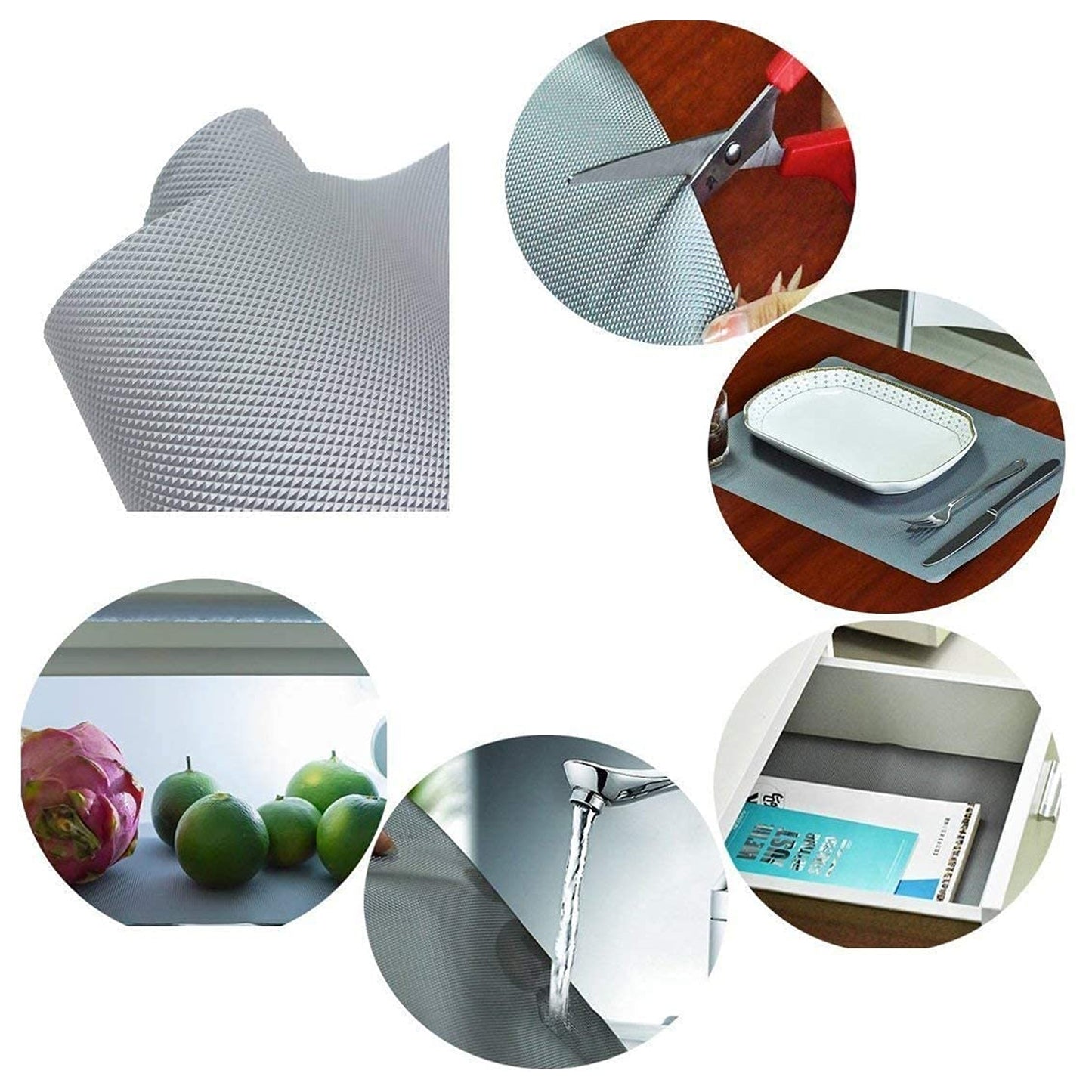 Wukusy 45cm x 3m anti-slip bathroom and kitchen cabinet drawer shelf liner roll with strong grip and waterproof surface.