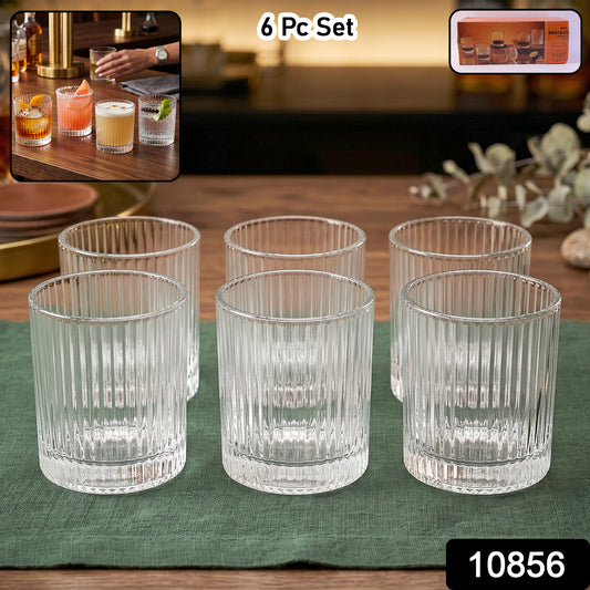 Set of six Wukusy premium crystal glass tumblers, each 250 ml, with clear, elegant design for beverages.