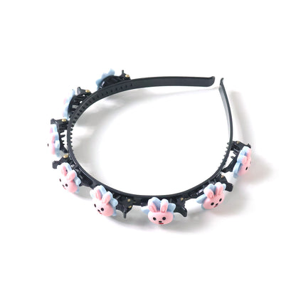 Cute cartoon bunny design kids hair band by Wukusy featuring a playful bunny illustration on a soft, colorful hair accessory.
