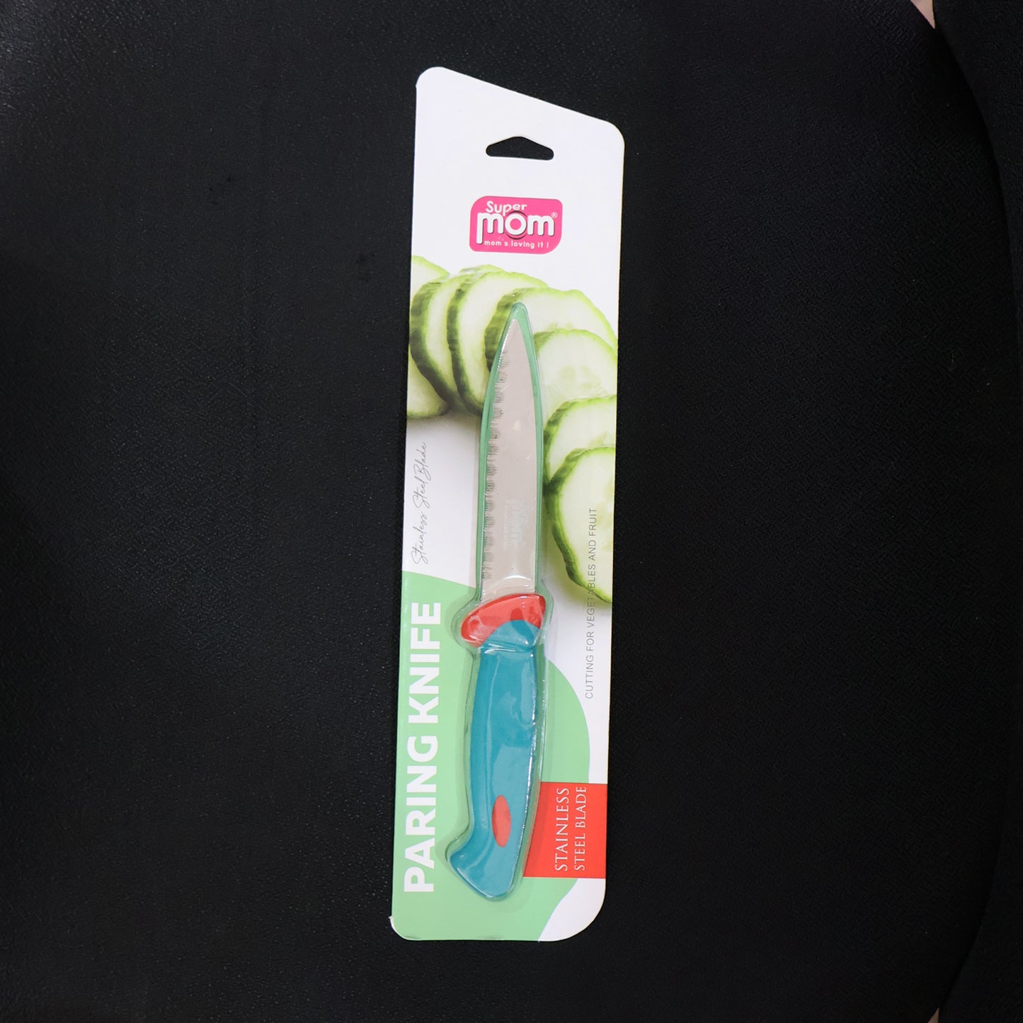 Wukusy Supermom premium stainless steel paring knife with ergonomic handle for precise kitchen prep and peeling tasks.
