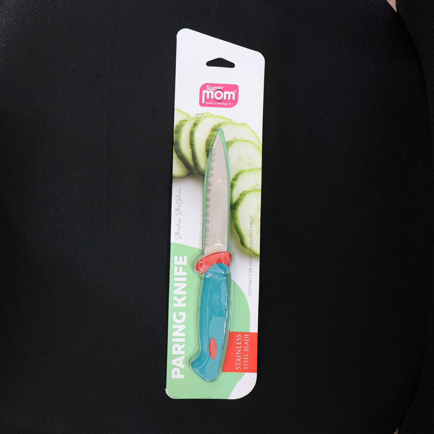 Wukusy Supermom premium stainless steel paring knife with ergonomic handle for precise kitchen prep and peeling tasks.