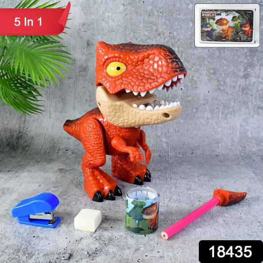 Colorful dinosaur-shaped stationery gift set for kids, includes pens, pencils, and erasers from Wukusy.