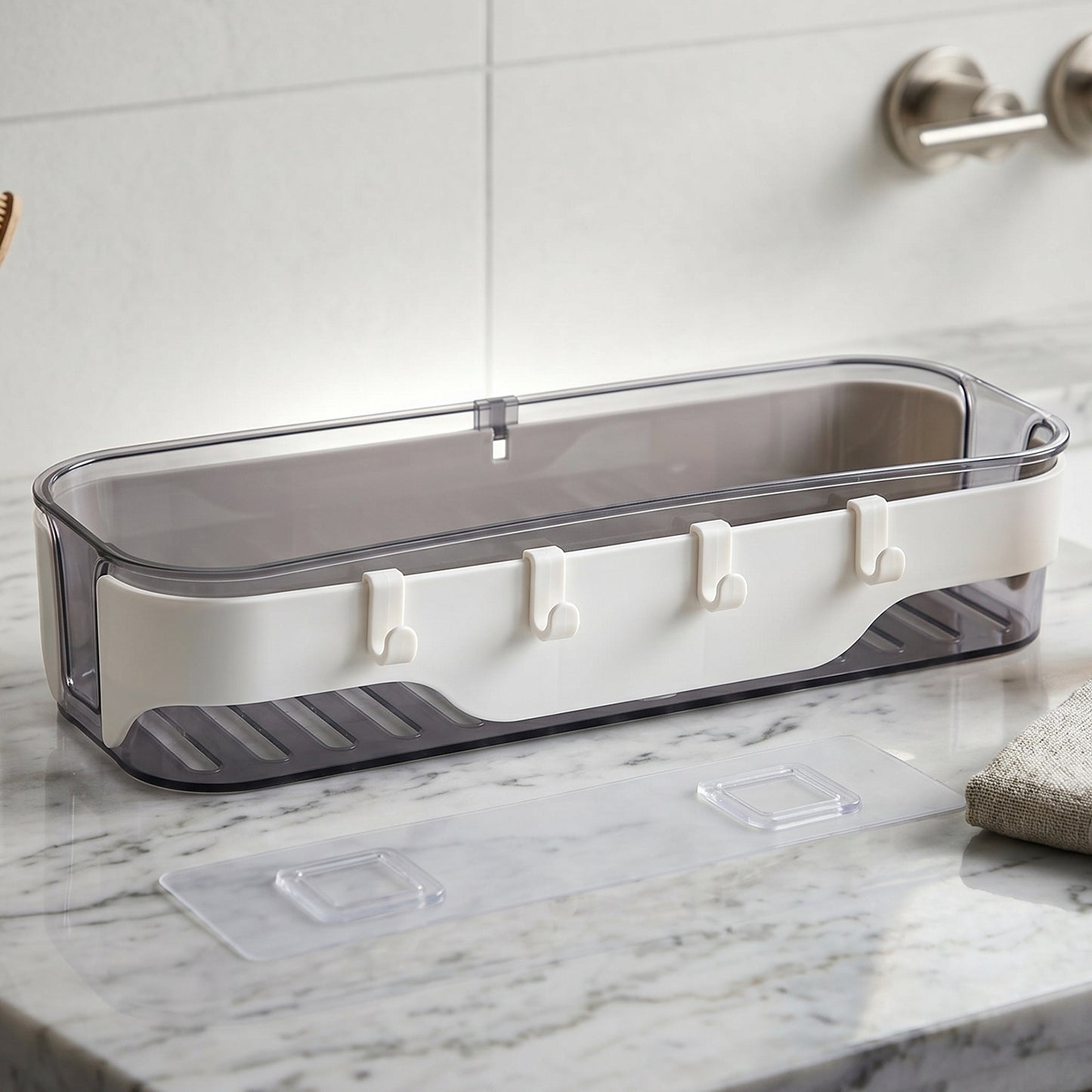 Wukusy stylish bathroom wall shelf with hooks, multi-purpose storage organizer for towels and toiletries mounted on bathroom wall