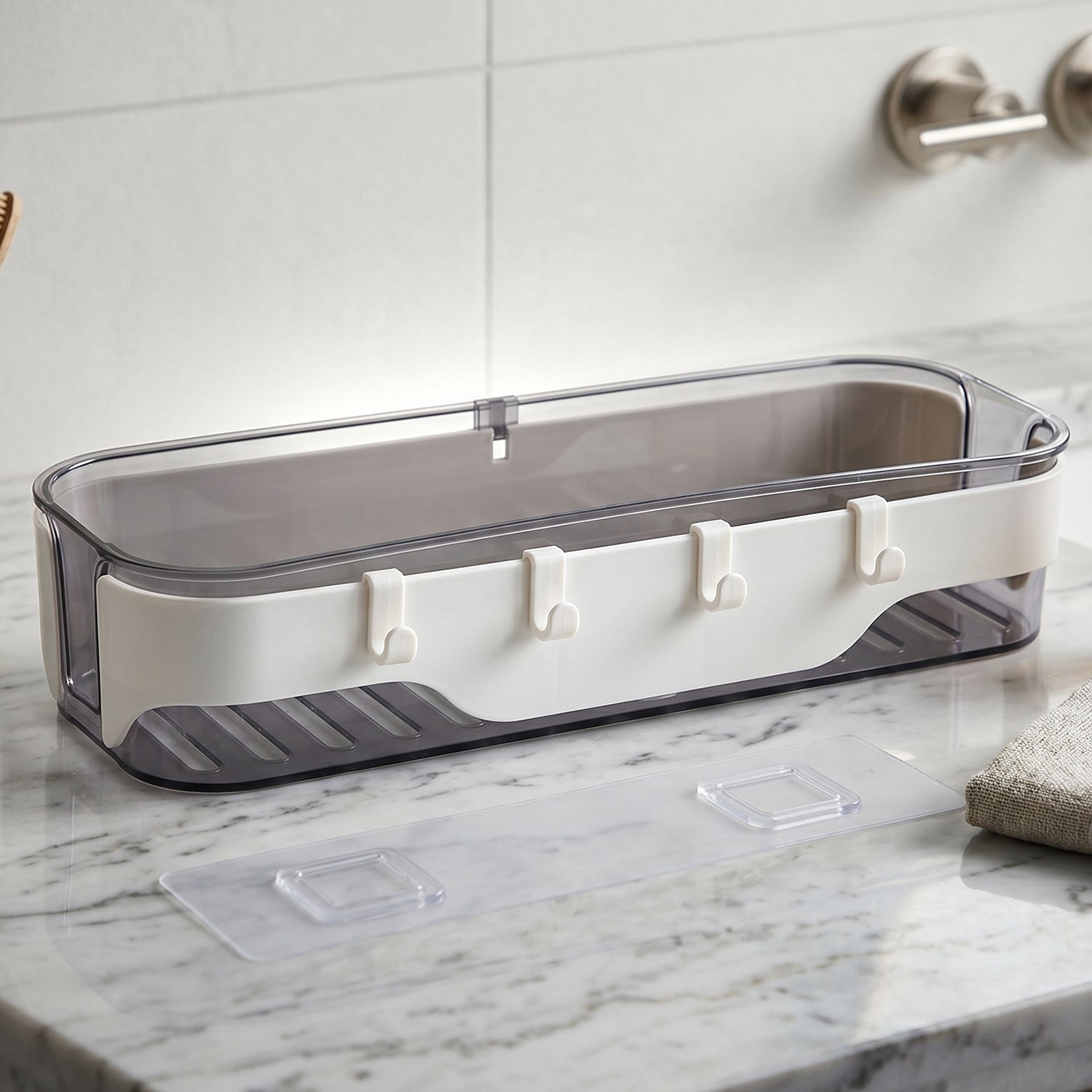 Wukusy stylish bathroom wall shelf with hooks, multi-purpose storage organizer for towels and toiletries mounted on bathroom wall