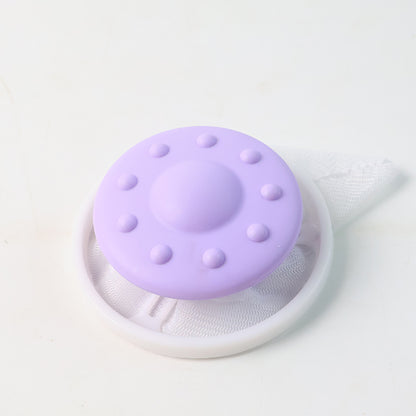 Wukusy floating washing machine lint mesh filter bag for home laundry, showing the mesh bag with drawstring closure.