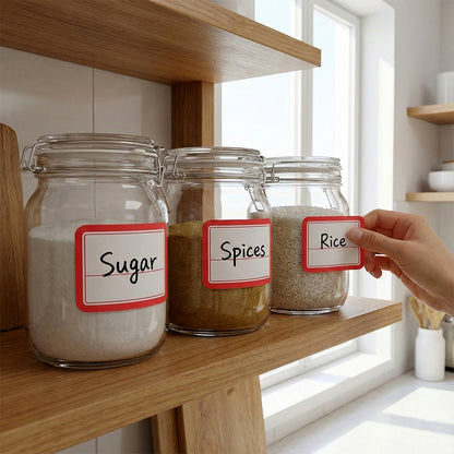 Writable label stickers on 50 sheets by Wukusy, featuring colorful, adhesive labels suitable for organization and labeling tasks.