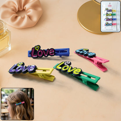 Set of four decorative Wukusy hair clips featuring colorful, stylish designs for adding charm to hairstyles.