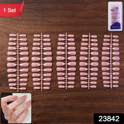 Wukusy artificial nail tips set for elegant French manicure, perfect for achieving a professional look at home.