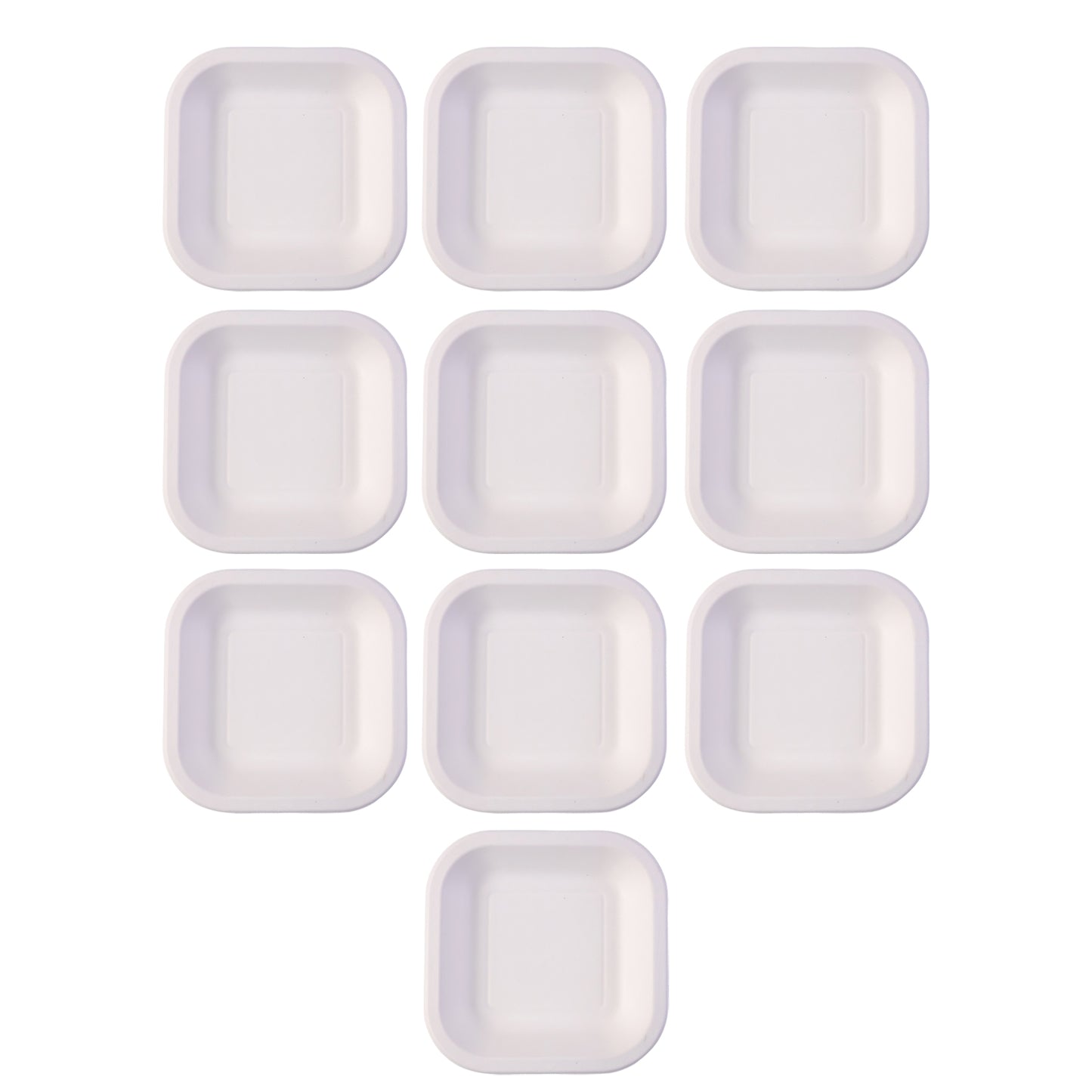 Set of 10 disposable square food serving trays by Wukusy, ideal for catering, parties, or food presentation.