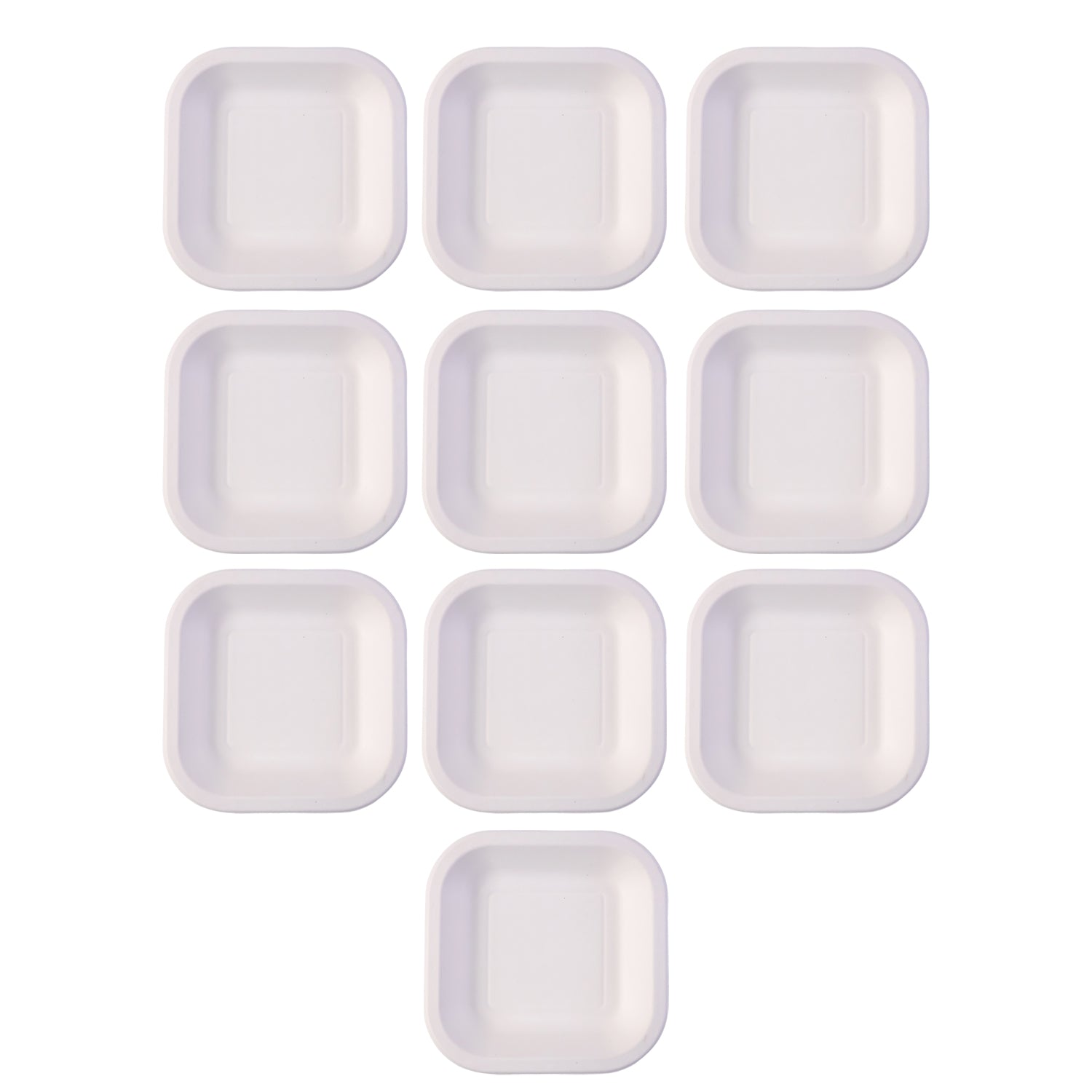 Set of 10 disposable square food serving trays by Wukusy, ideal for catering, parties, or food presentation.