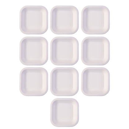 Set of 10 disposable square food serving trays by Wukusy, ideal for catering, parties, or food presentation.