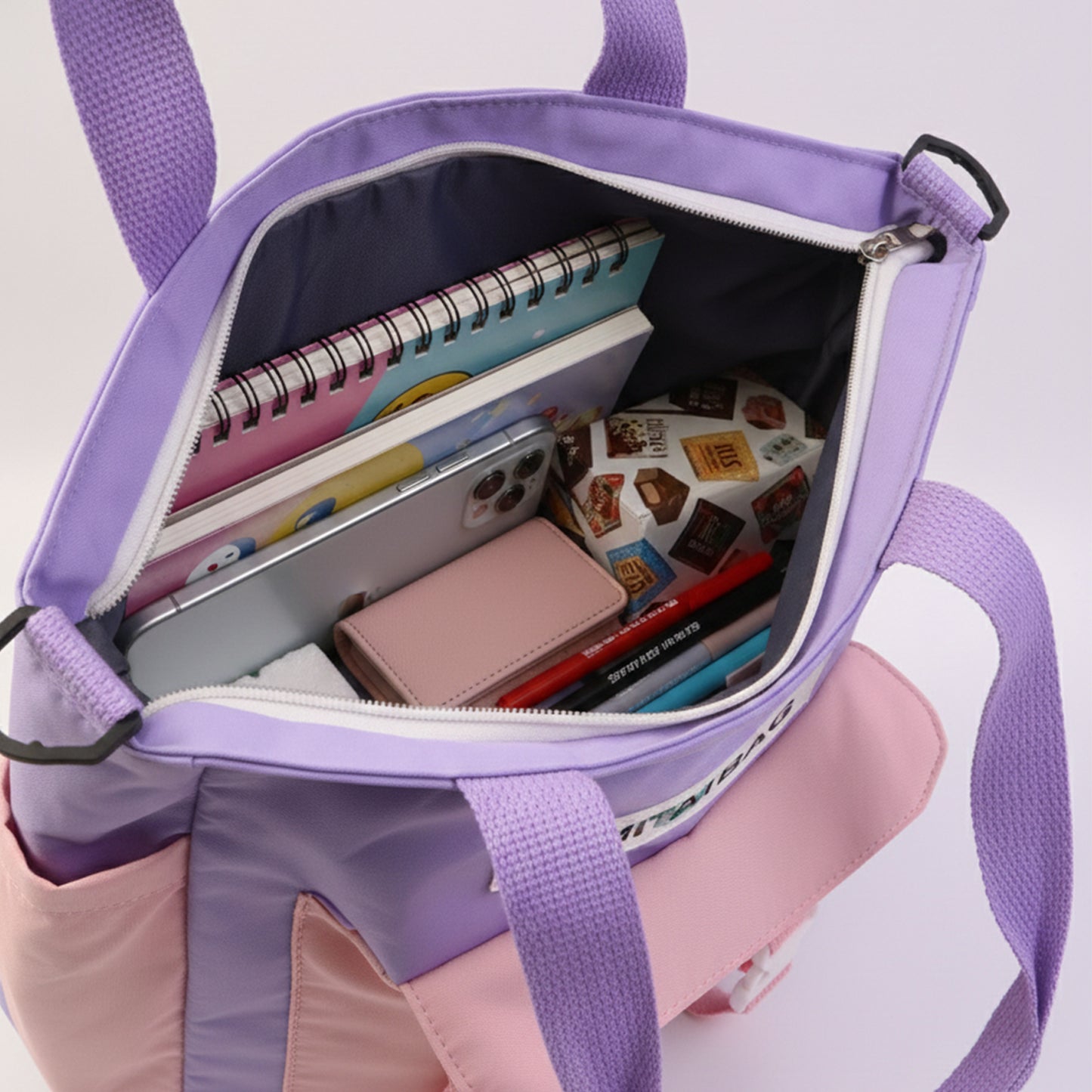 Wukusy trendy multi-pocket shoulder tote sling bag for travel with multiple compartments, shown in a stylish, functional design.