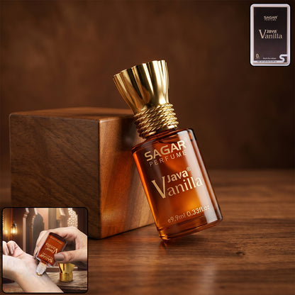Wukusy Sagar Java Vanilla Roll-on Attar perfume oil in 9.9ml bottle, alcohol-free fragrance for men and women, natural vanilla scent