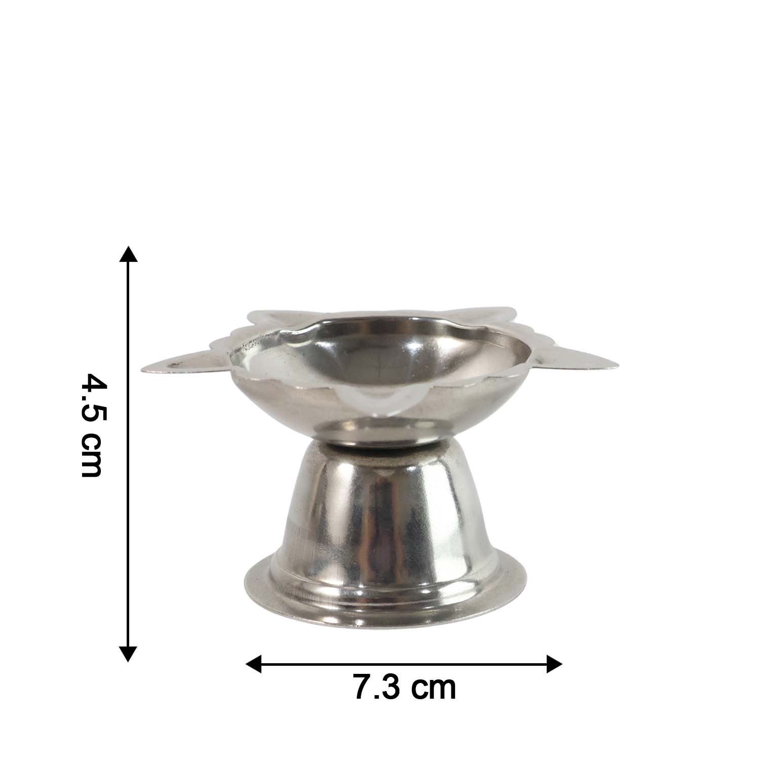 Large stainless steel sunflower design diya stand by Wukusy, featuring a decorative sunflower motif for festive lighting.