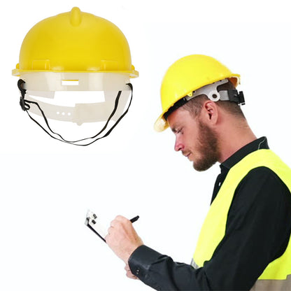 Yellow plastic hard hat by Wukusy, construction safety cap for power and hand tools, lightweight and durable head protection.
