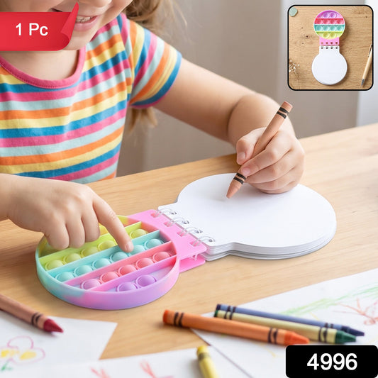 Wukusy Mini Pop It Diary fidget notebook for kids with rainbow silicone bubble popper, compact and colorful for sensory fun