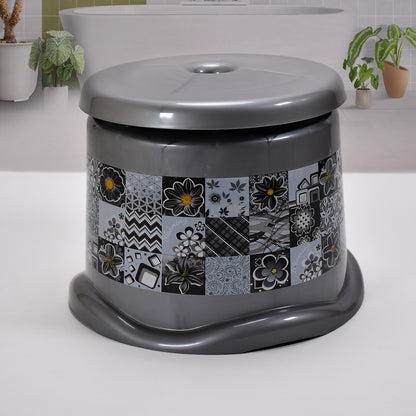 Wukusy 7-piece large capacity plastic bathroom set including tub, bucket, dustbin, mug, soap case, dustpan, and stool for home improvement