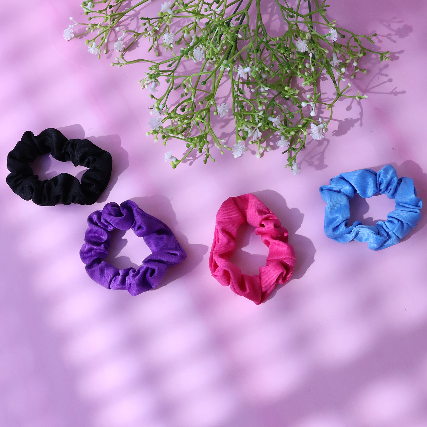Set of soft elastic hair scrunchies from Wukusy, comfortable and stretchy hair accessories in various colors.