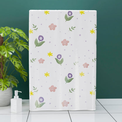 Printed Wukusy protective washing machine cover for top load, fits 55-87 cm, with colorful floral pattern and durable fabric.