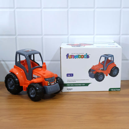 Wukusy Funwoods Kids friction-powered tractor toy with colorful details, perfect for imaginative play and outdoor fun.