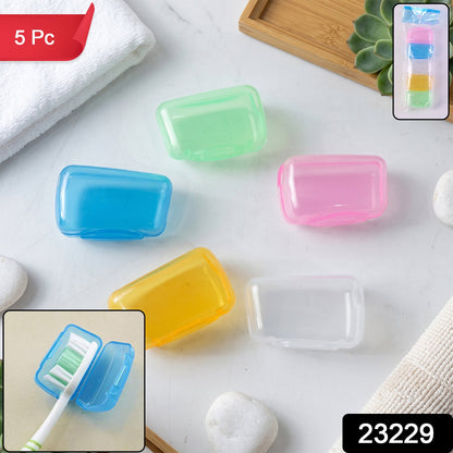 Set of five Wukusy toothbrush head cover caps, anti-dust travel brush protectors for hygienic storage and transport.