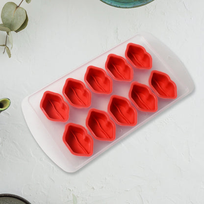 Wukusy silicone ice cube tray with colorful fruit-shaped molds for creative, multi-type ice cubes in a kitchen setting