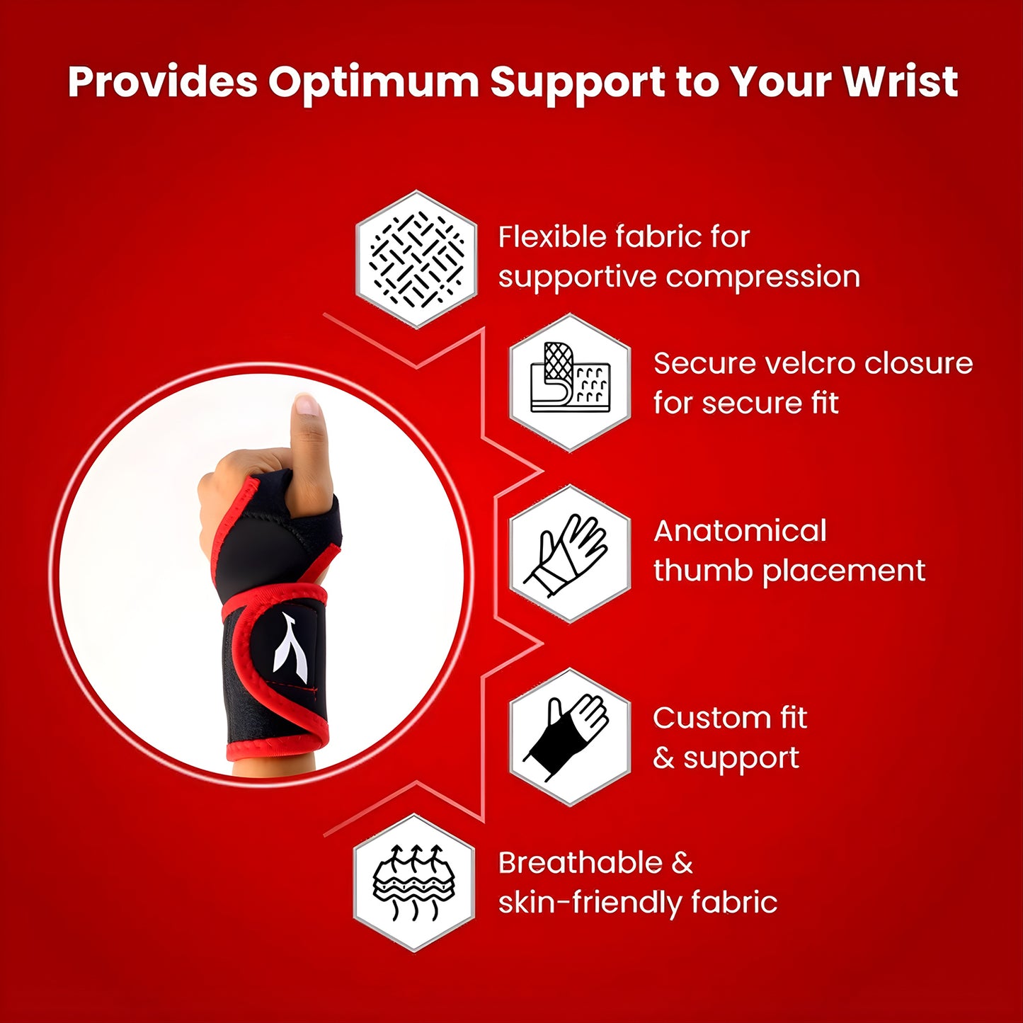 Wukusy adjustable sports wrist support brace for wrist stabilization and injury prevention, shown on a neutral background.
