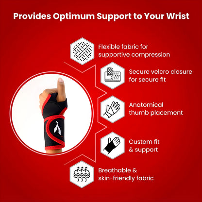 Wukusy adjustable sports wrist support brace for wrist stabilization and injury prevention, shown on a neutral background.