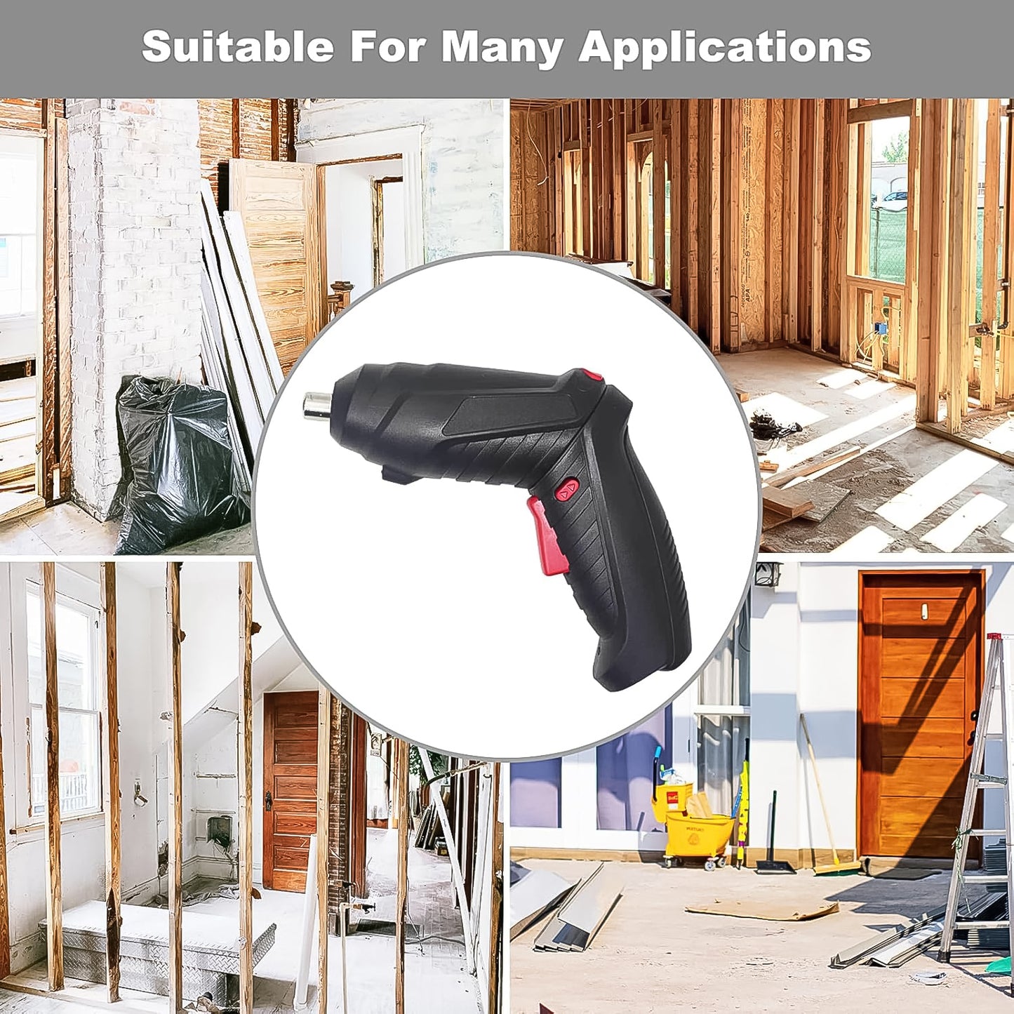 Wukusy small screwdriver with LED light and 48-piece bit set for home improvement, featuring ergonomic handle and bright LED illumination.