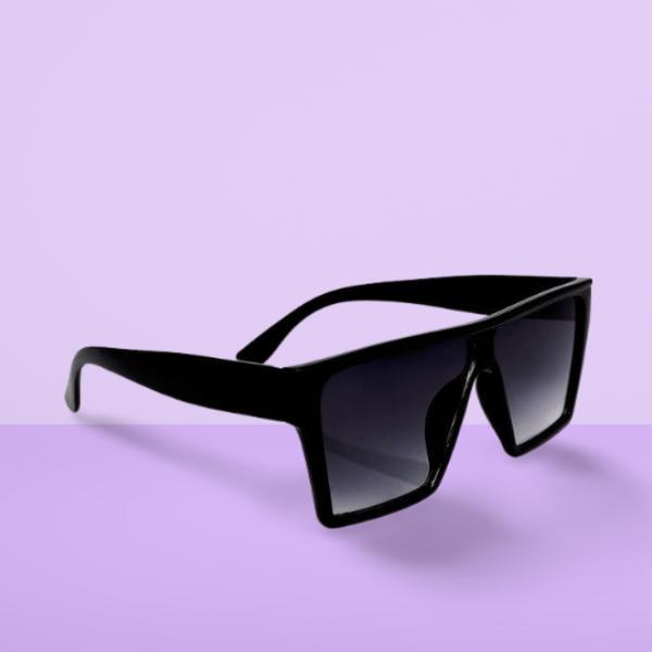 Unisex retro square sunglasses with free size fit and black frames, designed by Drpshippr for stylish sun protection.