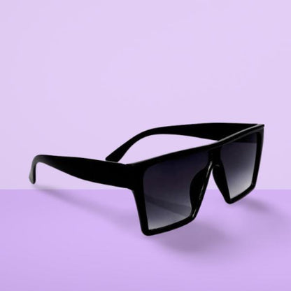 Unisex retro square sunglasses with free size fit and black frames, designed by Drpshippr for stylish sun protection.