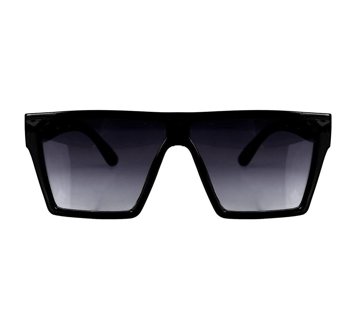 Unisex free size retro square sunglasses by Drpshippr with black frames and dark tinted lenses.