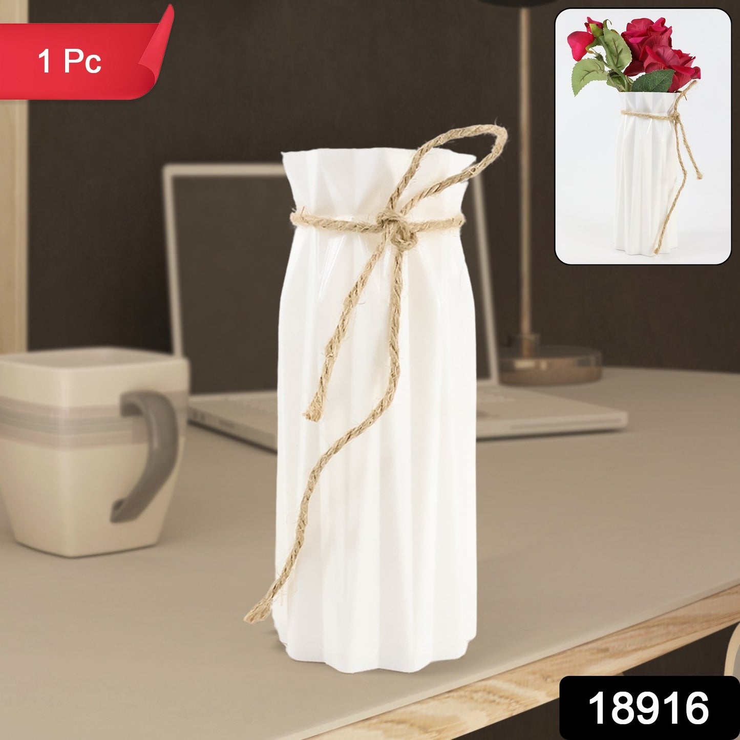 Wukusy plastic vase pot with elegant design, ideal for home decor or gifting, featuring a smooth, modern finish.