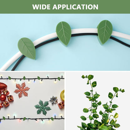 Set of 30 Wukusy green leaf plant climbing wall clips, self-adhesive hooks for indoor and outdoor garden plant support.