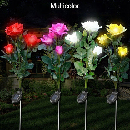 Wukusy 6616a solar outdoor rose garden lights, waterproof decorative flower lights for garden, patio, and landscape decoration.