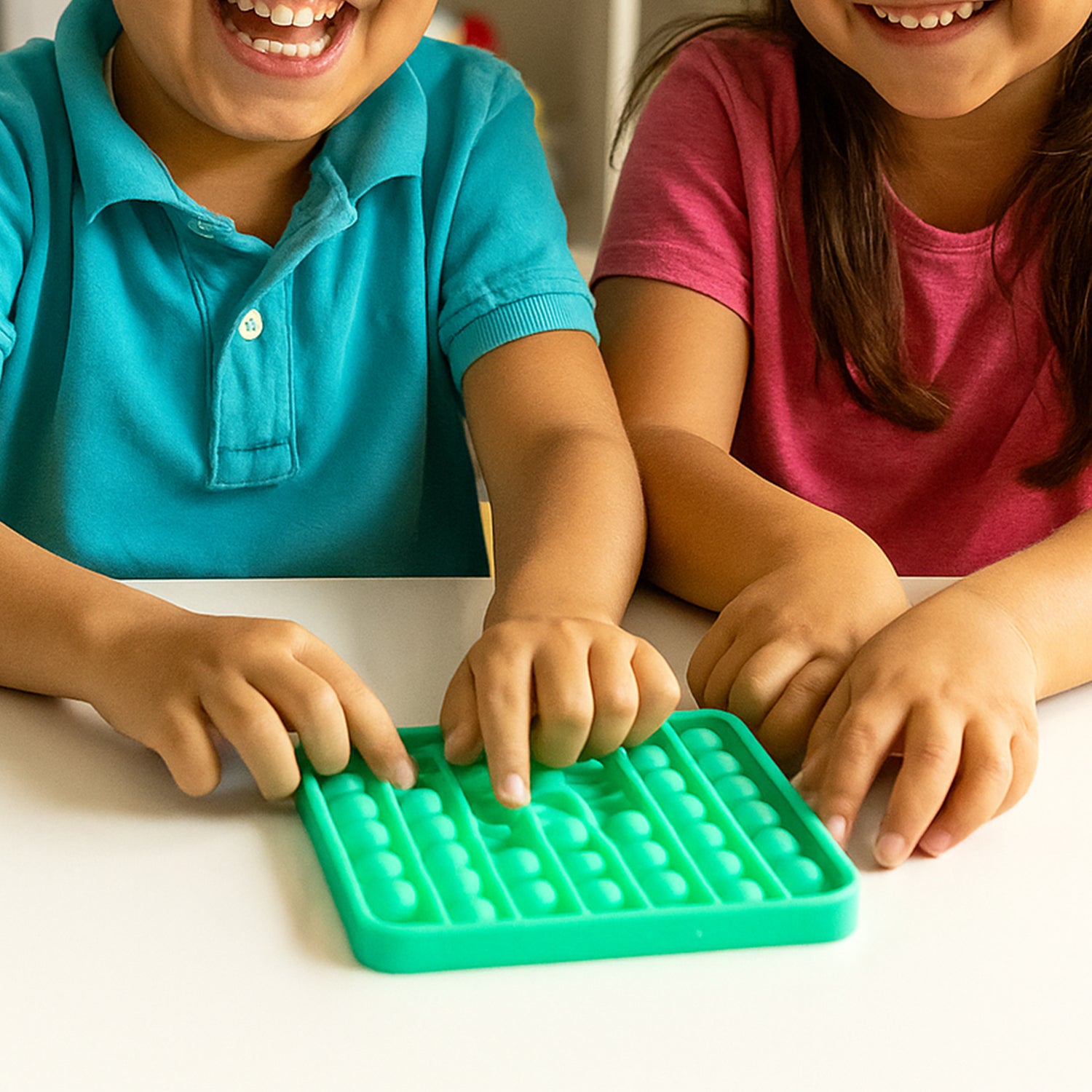 Wukusy premium square silicone Pop It fidget toy with colorful bubbles for stress relief and sensory play.