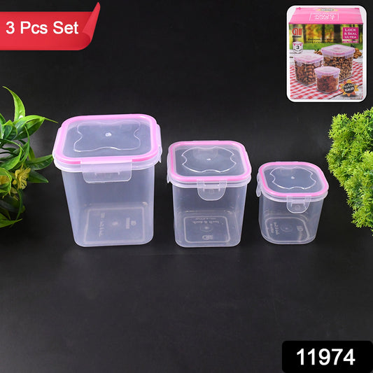Wukusy kitchen storage container set of 3 with 250ml, 500ml, and 1000ml sizes for home organization and food storage.